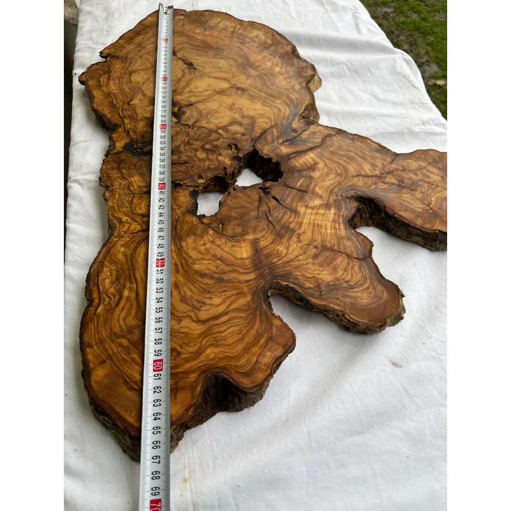 Rare Olive Wood Live Edge Slab 46x66cm - Super Dry Unique Grain for Epoxy Resin Art, Coffee Table & Luthier Craft - Sustainable Luxury.