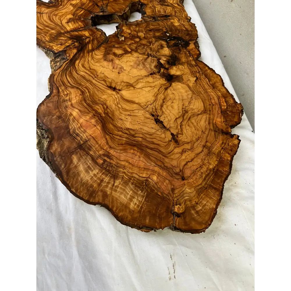 Rare Olive Wood Live Edge Slab 46x66cm - Super Dry Unique Grain for Epoxy Resin Art, Coffee Table & Luthier Craft - Sustainable Luxury.