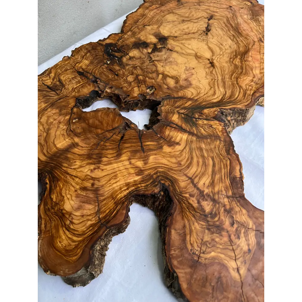 Rare Olive Wood Live Edge Slab 46x66cm - Super Dry Unique Grain for Epoxy Resin Art, Coffee Table & Luthier Craft - Sustainable Luxury.