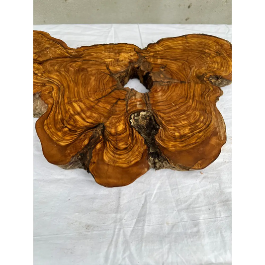 Rare Olive Wood Slab 28x52cm | Dry Live Edge Burl for Resin Art, Clock & Luthier | Unique Grain Sustainable Luxury Woodworking Material.
