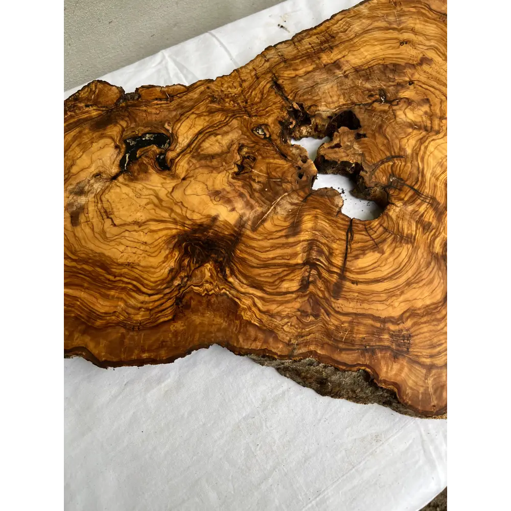 Rare Olive Wood Slab 40x64cm - Live Edge for Epoxy Resin Table & Wall Art - Super Dry Luthier Wood - Sustainable Luxury Unique Grain.