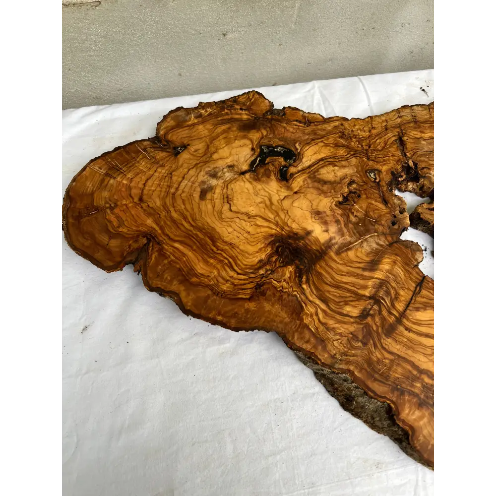 Rare Olive Wood Slab 40x64cm - Live Edge for Epoxy Resin Table & Wall Art - Super Dry Luthier Wood - Sustainable Luxury Unique Grain.