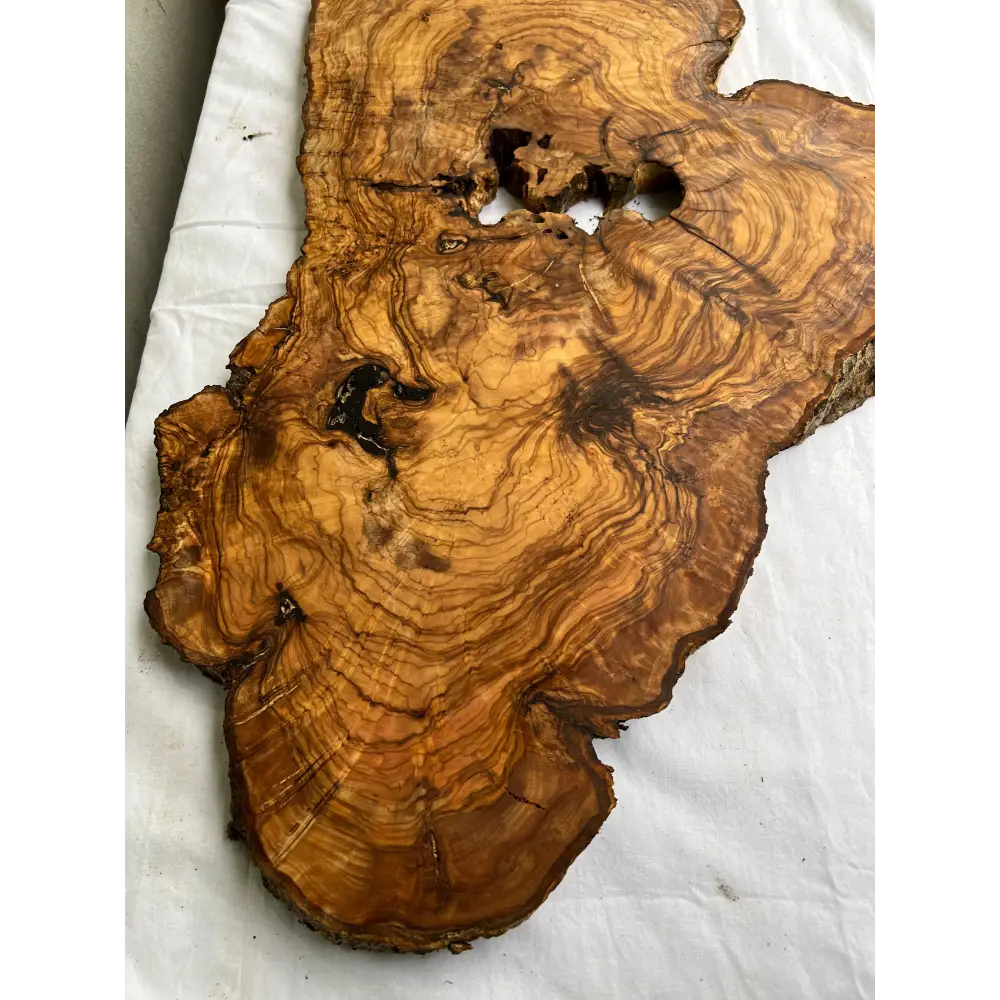 Rare Olive Wood Slab 40x64cm - Live Edge for Epoxy Resin Table & Wall Art - Super Dry Luthier Wood - Sustainable Luxury Unique Grain.