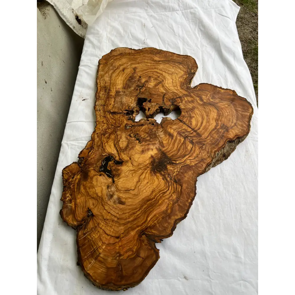 Rare Olive Wood Slab 40x64cm - Live Edge for Epoxy Resin Table & Wall Art - Super Dry Luthier Wood - Sustainable Luxury Unique Grain.