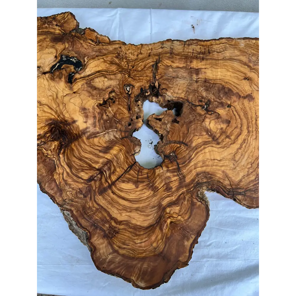 Rare Olive Wood Slab 40x64cm - Live Edge for Epoxy Resin Table & Wall Art - Super Dry Luthier Wood - Sustainable Luxury Unique Grain.