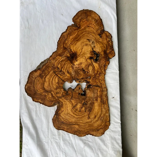 Rare Olive Wood Slab 40x64cm - Live Edge for Epoxy Resin Table & Wall Art - Super Dry Luthier Wood - Sustainable Luxury Unique Grain.