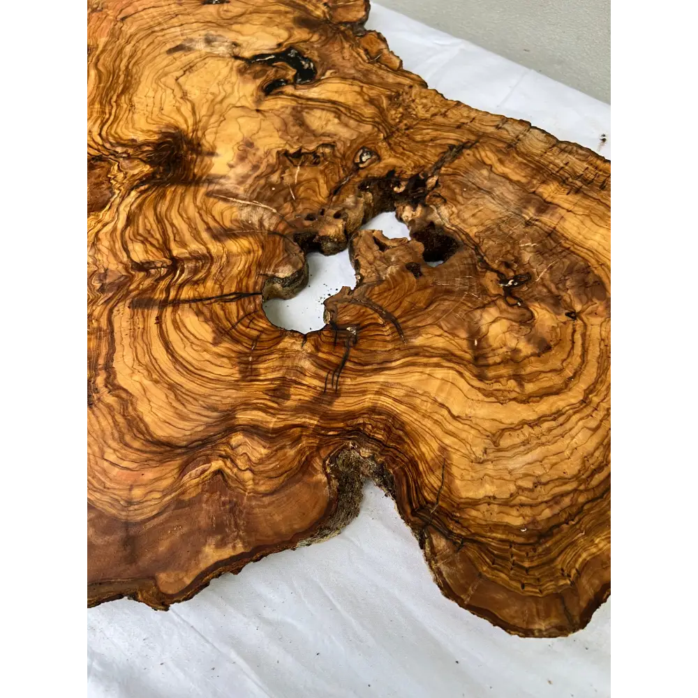 Rare Olive Wood Slab 40x64cm - Live Edge for Epoxy Resin Table & Wall Art - Super Dry Luthier Wood - Sustainable Luxury Unique Grain.