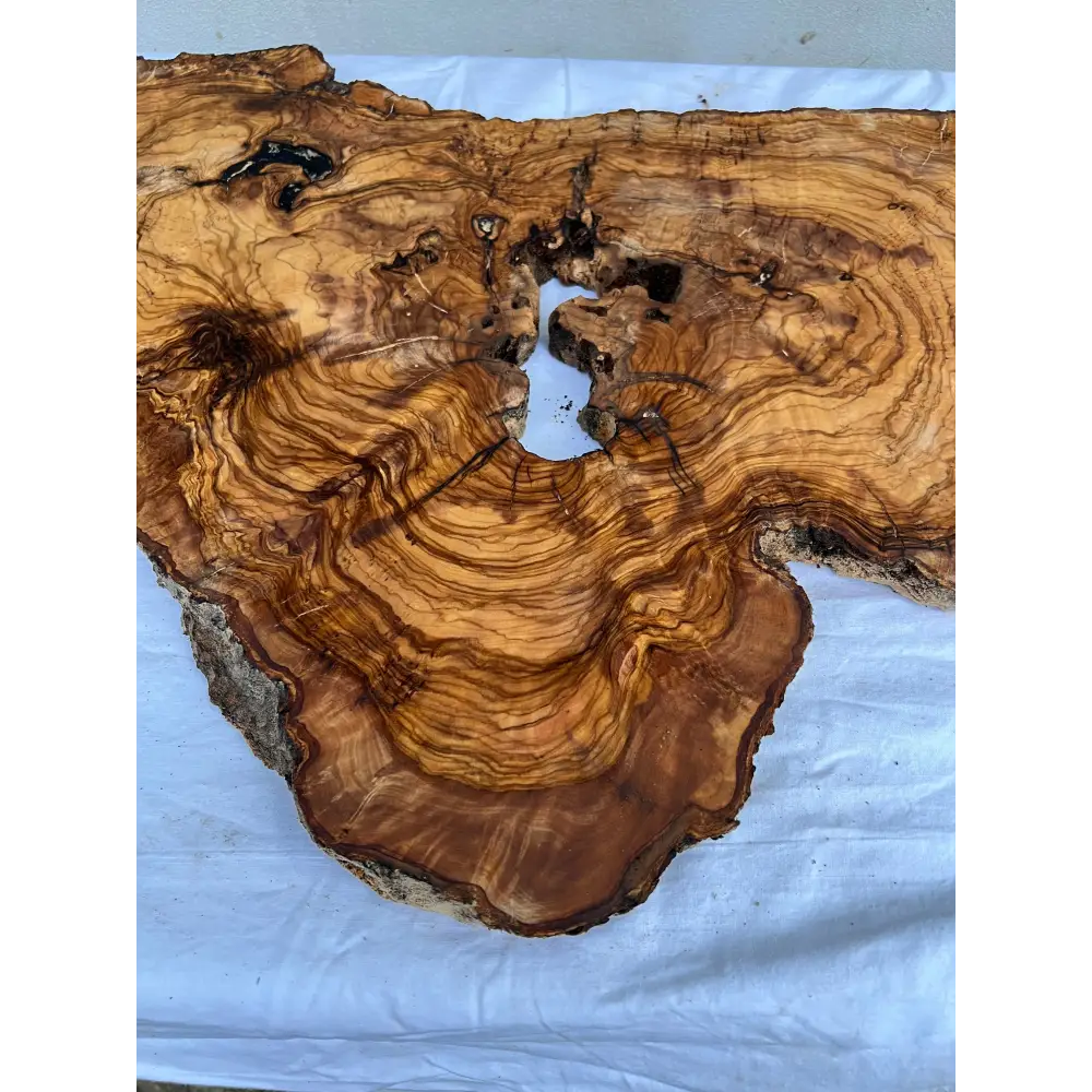 Rare Olive Wood Slab 40x64cm - Live Edge for Epoxy Resin Table & Wall Art - Super Dry Luthier Wood - Sustainable Luxury Unique Grain.