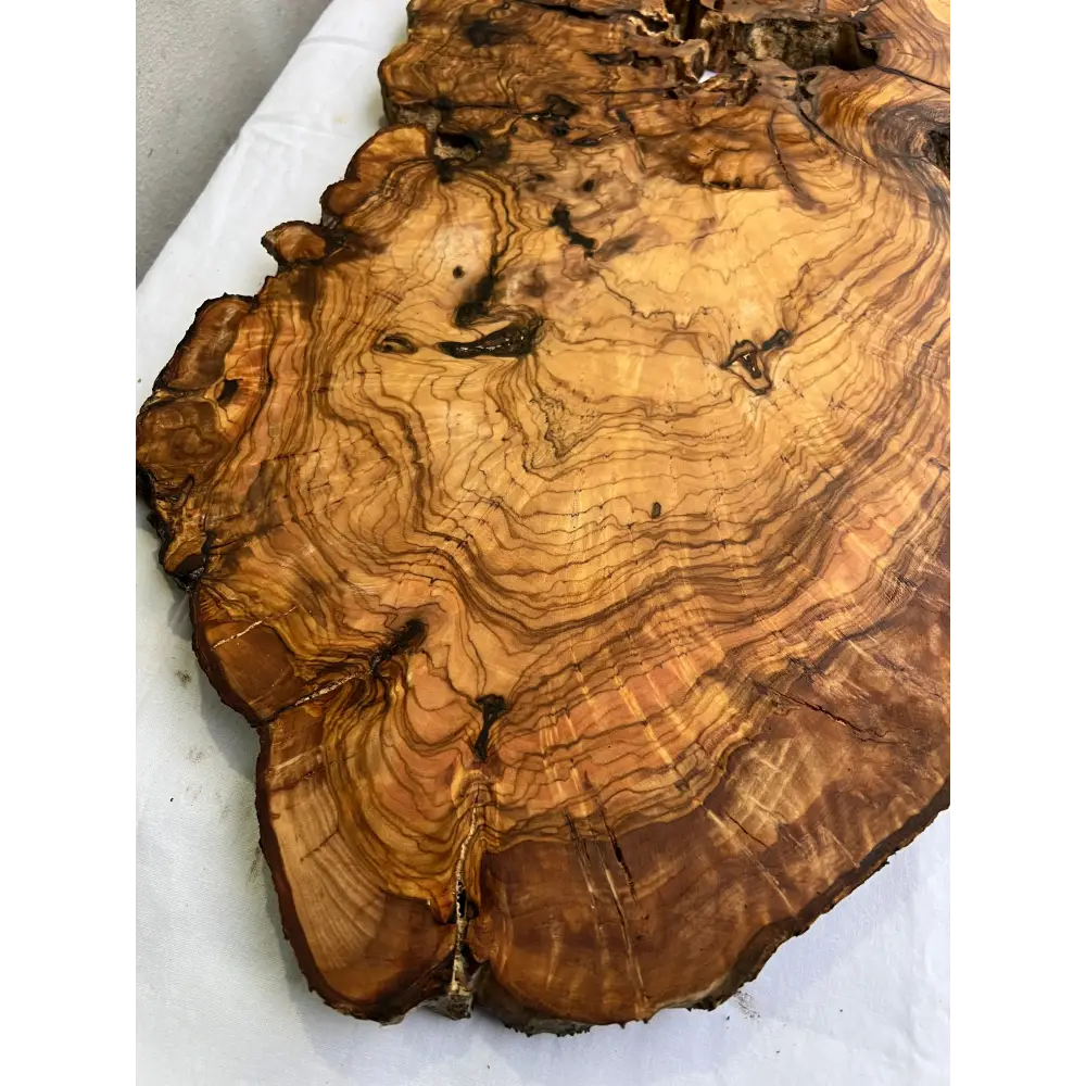 Rare Olive Wood Slab 42x65cm | Live Edge for Epoxy Resin & Wall Art | Unique Grain Sustainable Luxury | Super Dry DIY Craft Wood.