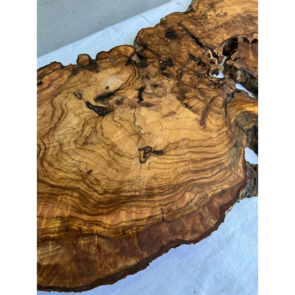 Rare Olive Wood Slab 42x65cm | Live Edge for Epoxy Resin & Wall Art | Unique Grain Sustainable Luxury | Super Dry DIY Craft Wood.