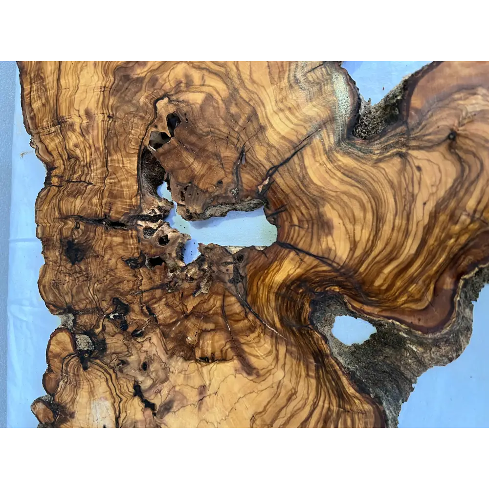 Rare Olive Wood Slab 42x65cm | Live Edge for Epoxy Resin & Wall Art | Unique Grain Sustainable Luxury | Super Dry DIY Craft Wood.