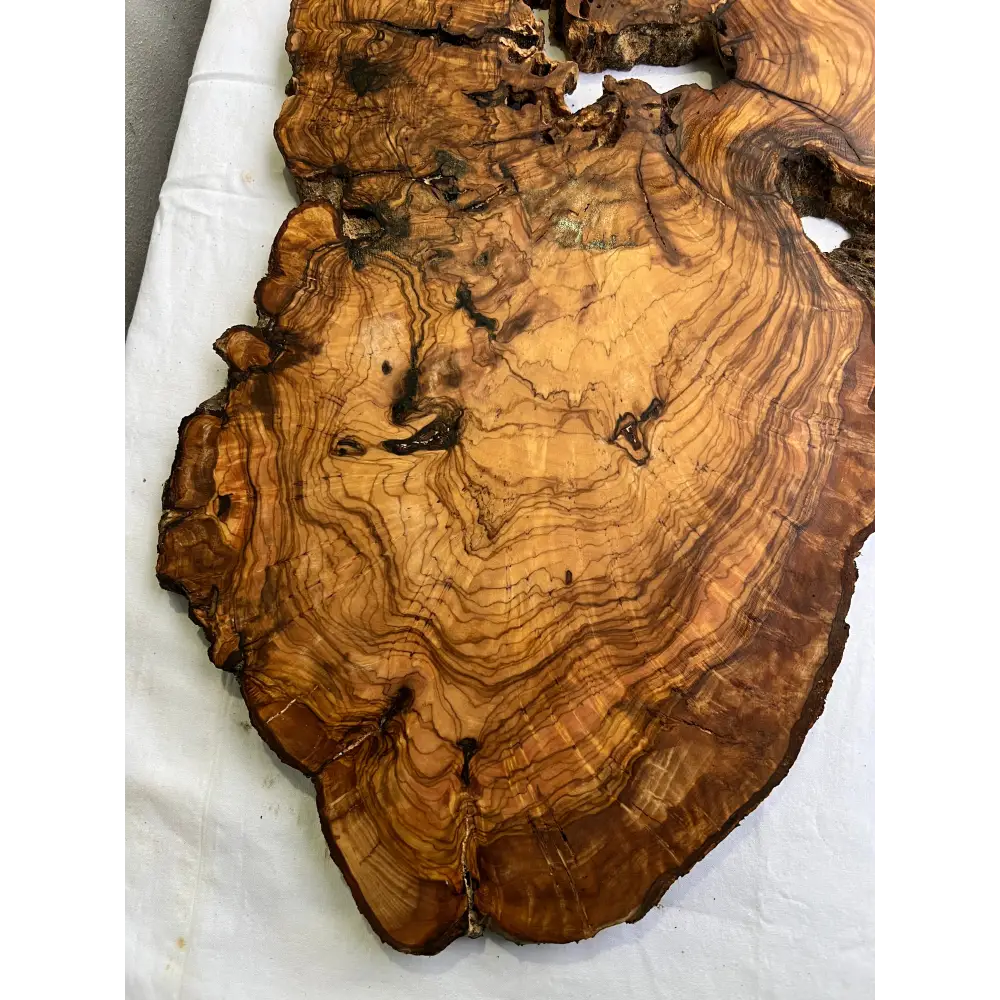 Rare Olive Wood Slab 42x65cm | Live Edge for Epoxy Resin & Wall Art | Unique Grain Sustainable Luxury | Super Dry DIY Craft Wood.