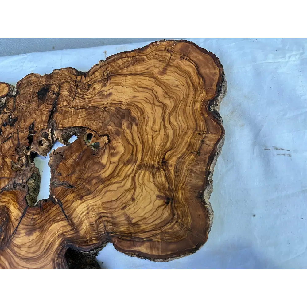 Rare Olive Wood Slab 42x65cm | Live Edge for Epoxy Resin & Wall Art | Unique Grain Sustainable Luxury | Super Dry DIY Craft Wood.