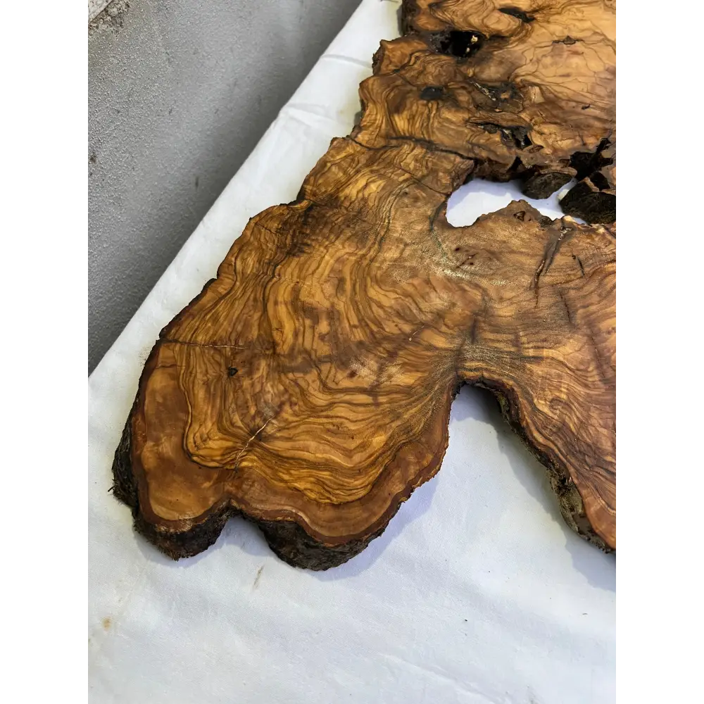 Rare Olive Wood Slab 43x66cm | Live Edge for Epoxy Resin & Coffee Table | Premium Dry Luthier Wood | Unique Grain Sustainable Luxury Art.