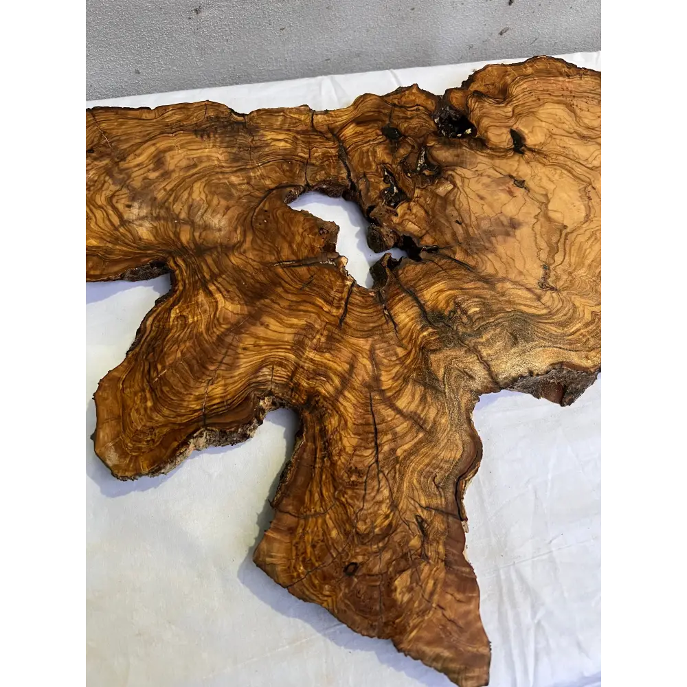 Rare Olive Wood Slab 43x66cm | Live Edge for Epoxy Resin & Coffee Table | Premium Dry Luthier Wood | Unique Grain Sustainable Luxury Art.