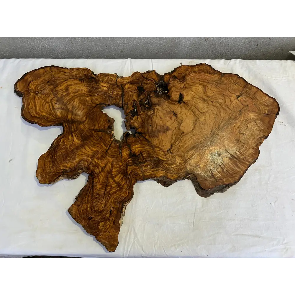 Rare Olive Wood Slab 43x66cm | Live Edge for Epoxy Resin & Coffee Table | Premium Dry Luthier Wood | Unique Grain Sustainable Luxury Art.