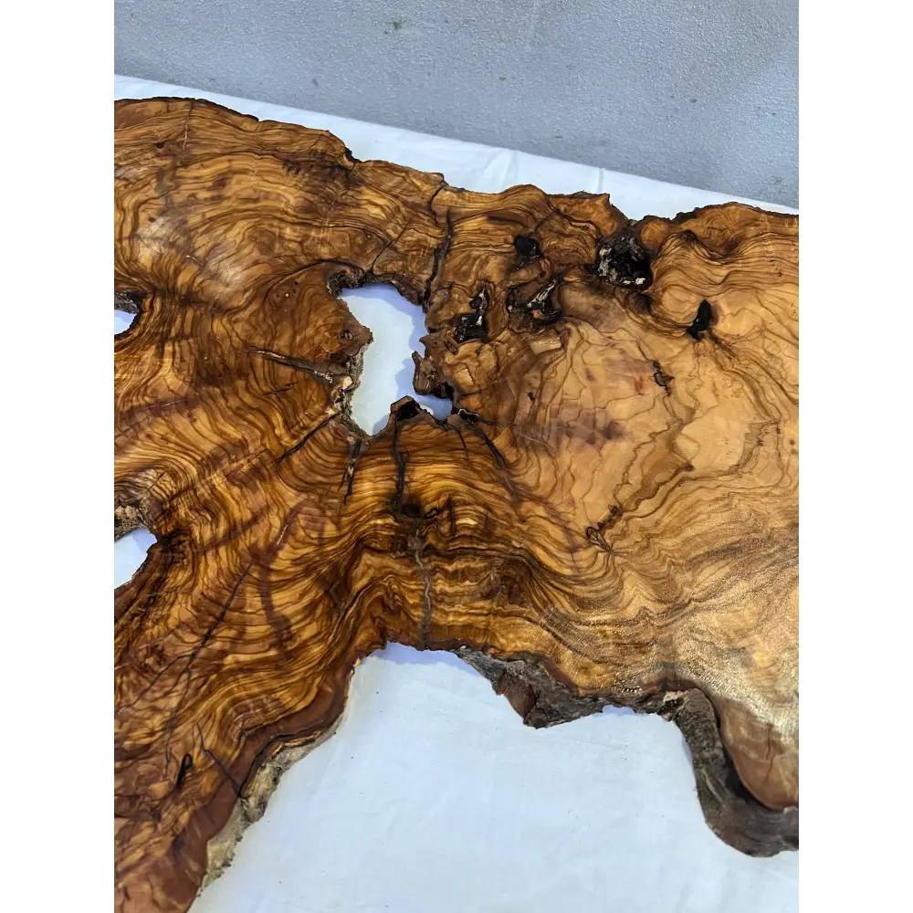 Rare Olive Wood Slab 43x66cm | Live Edge for Epoxy Resin & Coffee Table | Premium Dry Luthier Wood | Unique Grain Sustainable Luxury Art.