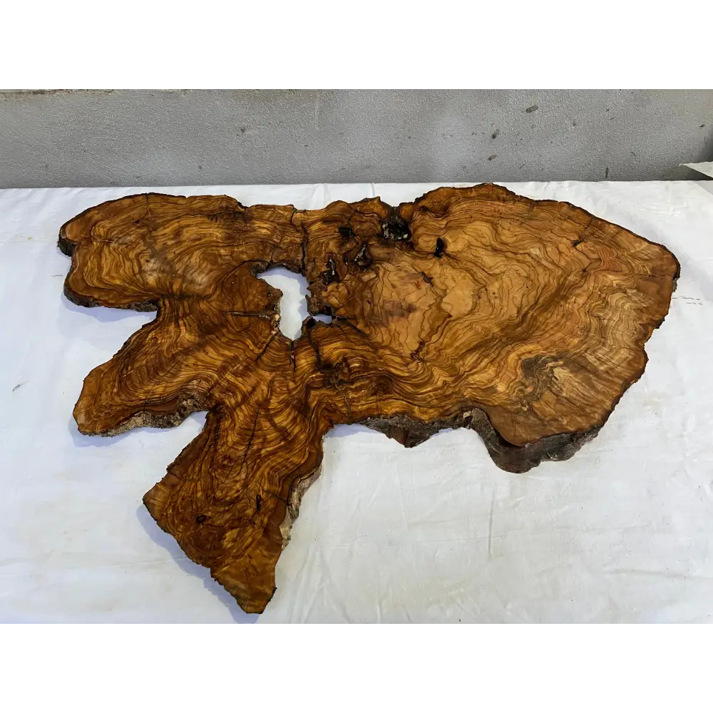 Rare Olive Wood Slab 43x66cm | Live Edge for Epoxy Resin & Coffee Table | Premium Dry Luthier Wood | Unique Grain Sustainable Luxury Art.