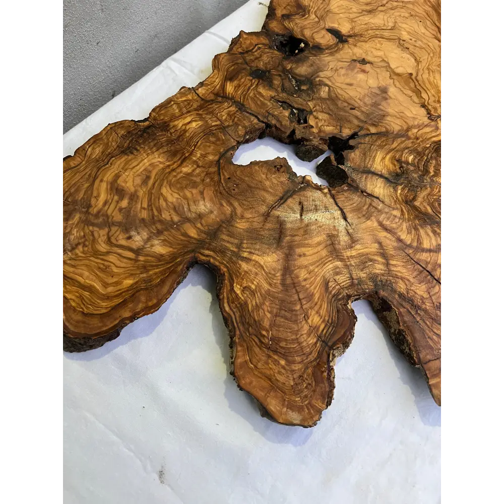 Rare Olive Wood Slab 43x66cm | Live Edge for Epoxy Resin & Coffee Table | Premium Dry Luthier Wood | Unique Grain Sustainable Luxury Art.