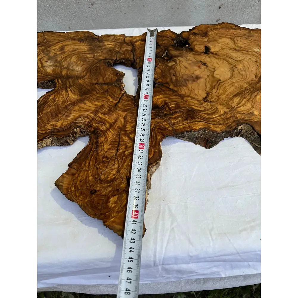 Rare Olive Wood Slab 43x66cm | Live Edge for Epoxy Resin & Coffee Table | Premium Dry Luthier Wood | Unique Grain Sustainable Luxury Art.
