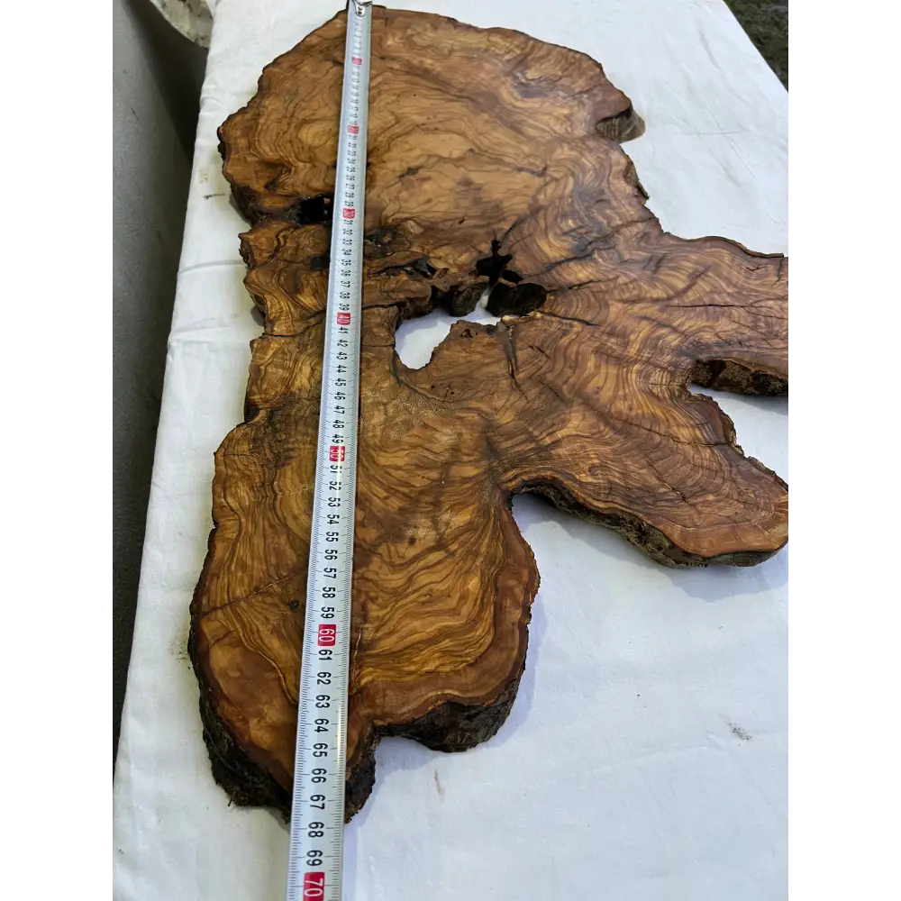Rare Olive Wood Slab 43x66cm | Live Edge for Epoxy Resin & Coffee Table | Premium Dry Luthier Wood | Unique Grain Sustainable Luxury Art.