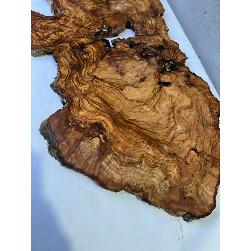 Rare Olive Wood Slab 43x66cm | Live Edge for Epoxy Resin & Coffee Table | Premium Dry Luthier Wood | Unique Grain Sustainable Luxury Art.