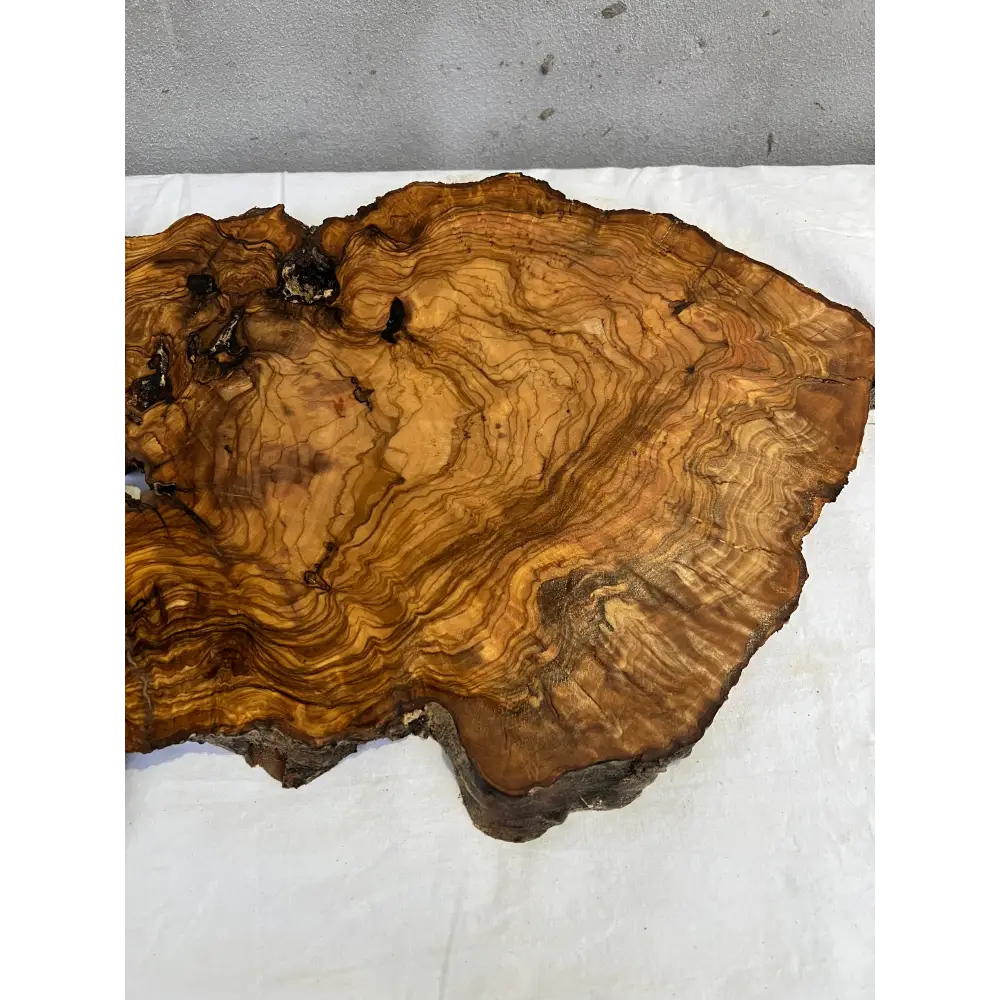 Rare Olive Wood Slab 43x66cm | Live Edge for Epoxy Resin & Coffee Table | Premium Dry Luthier Wood | Unique Grain Sustainable Luxury Art.
