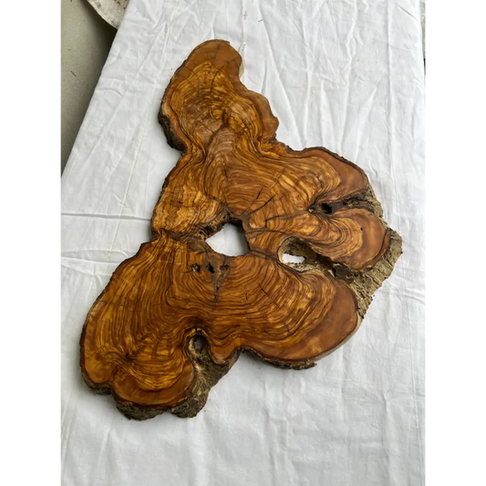 Rare Olive Wood Slab 53x30cm Live Edge for Epoxy Resin Art, Luxury Coffee Table & Clock Making | Super Dry 3% Moisture Unique Grain DIY.