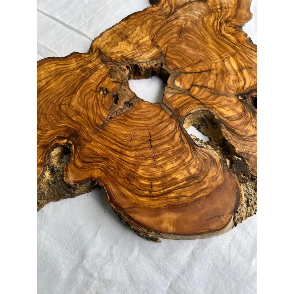 Rare Olive Wood Slab 53x30cm Live Edge for Epoxy Resin Art, Luxury Coffee Table & Clock Making | Super Dry 3% Moisture Unique Grain DIY.