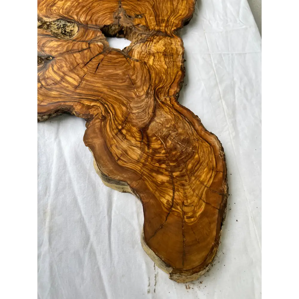 Rare Olive Wood Slab 53x30cm Live Edge for Epoxy Resin Art, Luxury Coffee Table & Clock Making | Super Dry 3% Moisture Unique Grain DIY.