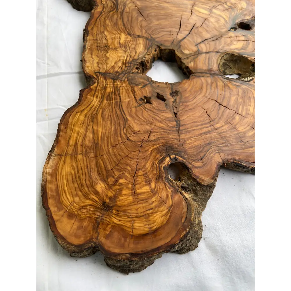 Rare Olive Wood Slab 53x30cm Live Edge for Epoxy Resin Art, Luxury Coffee Table & Clock Making | Super Dry 3% Moisture Unique Grain DIY.