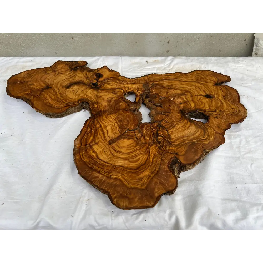 Rare Olive Wood Slab Live Edge 37x60cm | Unique Grain for Epoxy Resin & Coffee Table | Premium Luthier Wood | Sustainable Luxury Art.