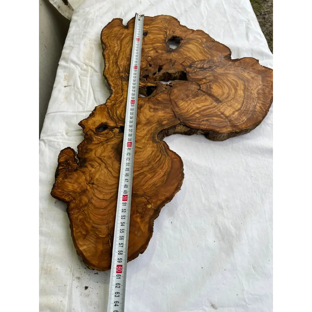 Rare Olive Wood Slab Live Edge 37x60cm | Unique Grain for Epoxy Resin & Coffee Table | Premium Luthier Wood | Sustainable Luxury Art.