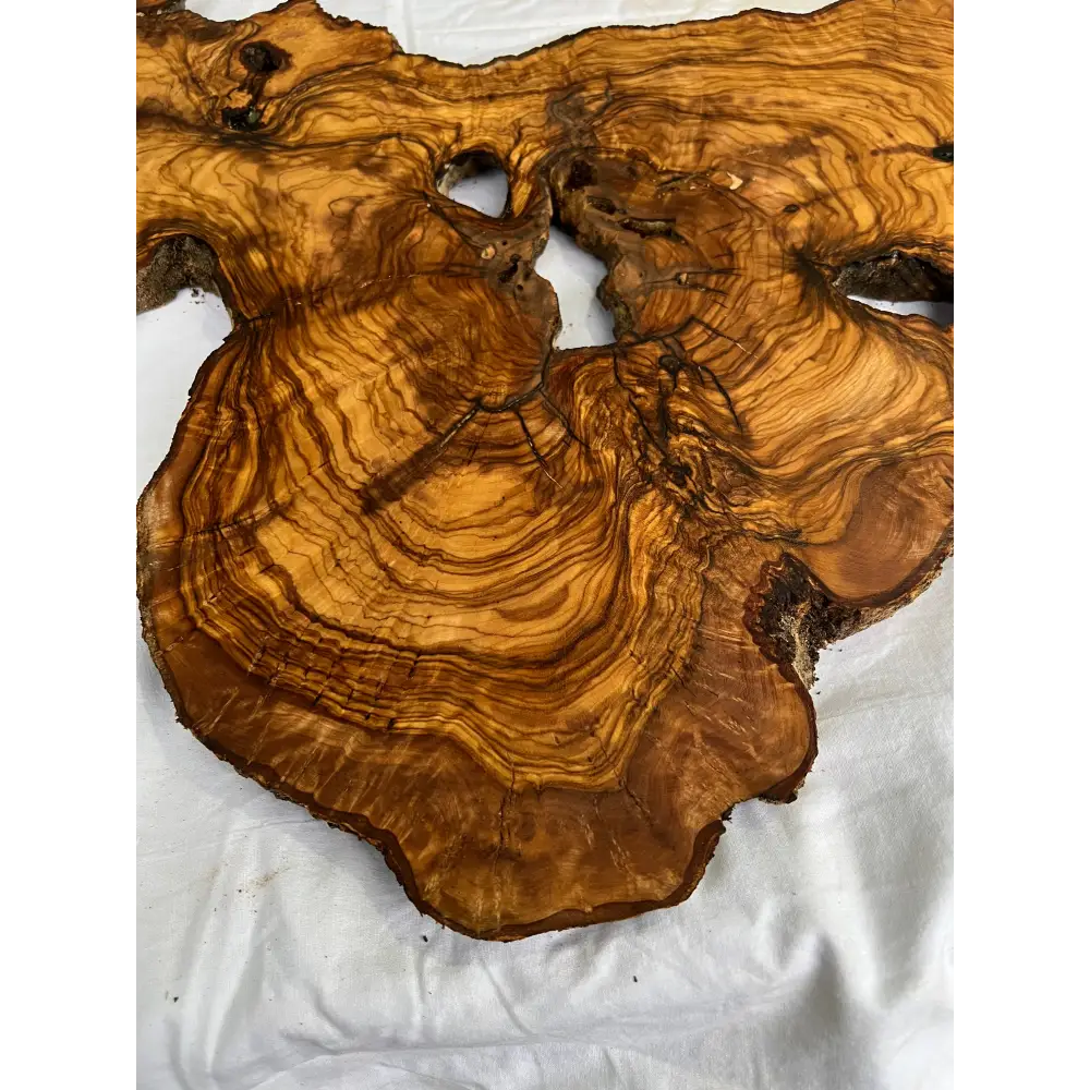 Rare Olive Wood Slab Live Edge 37x60cm | Unique Grain for Epoxy Resin & Coffee Table | Premium Luthier Wood | Sustainable Luxury Art.