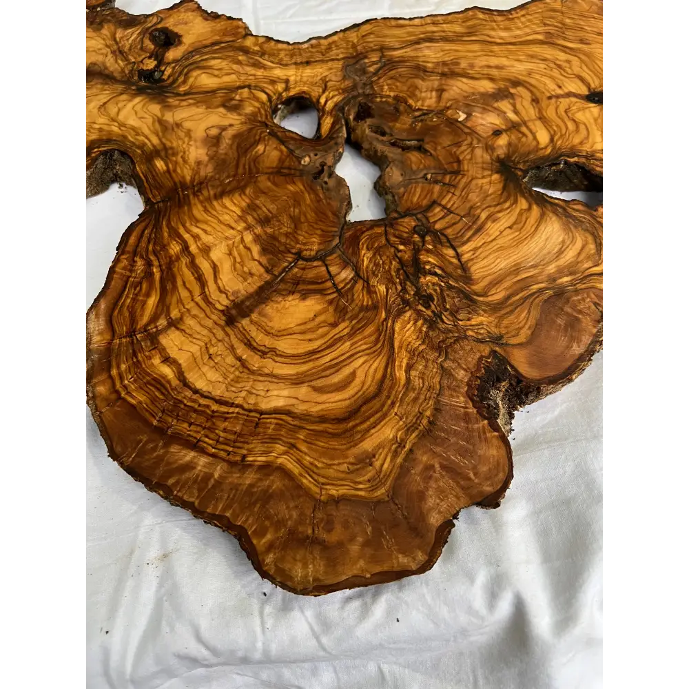 Rare Olive Wood Slab Live Edge 37x60cm | Unique Grain for Epoxy Resin & Coffee Table | Premium Luthier Wood | Sustainable Luxury Art.