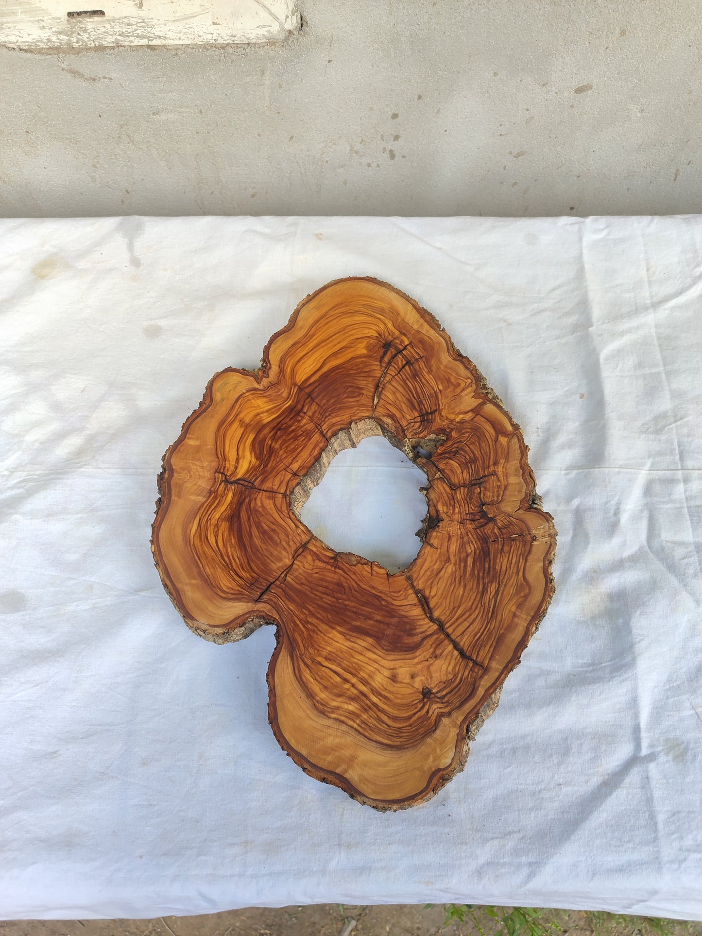 Rare Olive Wood Slab – Live Edge Unique Grain Sustainable Luxury – 27x38x2.5 cm - Olive Generic