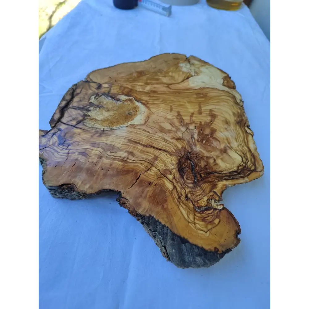 Small Olive Wood Slab 200+ Years | Live Edge Olive Wood Slice for Epoxy.